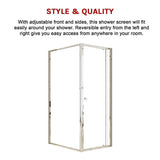 Semi Frameless Shower Screen (74~82)x 195cm & (98~101)x 195cm Side AS/NZS Glass - Close-Up Angle