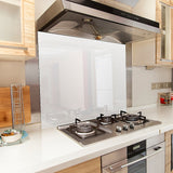 Toughened 90cm x 70cm White Glass Kitchen Splashback - Front View