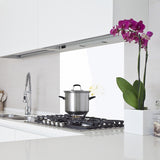 Toughened 90cm x 75cm White Glass Kitchen Splashback - Rear View