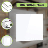 Toughened 90cm x 75cm White Glass Kitchen Splashback - Close-Up Angle