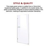 800 x 2100mm Frameless 10mm Safety Glass Shower Screen - 45-Degree Angle