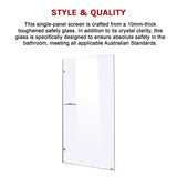 900 x 2000mm Frameless 10mm Safety Glass Shower Screen - 45-Degree Angle