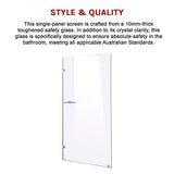 900 x 2100mm Frameless 10mm Safety Glass Shower Screen - 45-Degree Angle