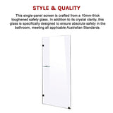 900 x 2100mm Frameless 10mm Safety Glass Shower Screen - 45-Degree Angle