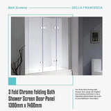 3 Fold Chrome Folding Bath Shower Screen Door Panel 1300mm x 1400mm - Close-Up Angle