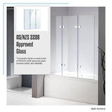 3 Fold Chrome Folding Bath Shower Screen Door Panel 1300mm x 1400mm