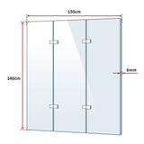 3 Fold Chrome Folding Bath Shower Screen Door Panel 1300mm x 1400mm - Extra Image