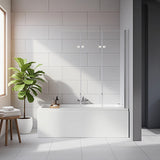 3 Fold Chrome Folding Bath Shower Screen Door Panel 1300mm x 1400mm