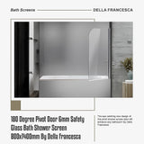 180 Degree Pivot Door 6mm Safety Glass Bath Shower Screen 800x1400mm By Della Francesca - Low Angle