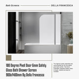 180 Degree Pivot Door 6mm Safety Glass Bath Shower Screen 900x1400mm By Della Francesca - Close-Up Angle