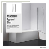 180 Degree Pivot Door 6mm Safety Glass Bath Shower Screen 900x1400mm By Della Francesca - Low Angle