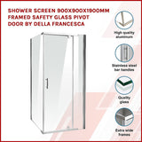 Shower Screen 900x900x1900mm Framed Safety Glass Pivot Door By Della Francesca - Side View