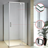 Shower Screen 900x800x1900mm Framed Safety Glass Pivot Door By Della Francesca - 45-Degree Angle