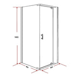 Shower Screen 900x800x1900mm Framed Safety Glass Pivot Door By Della Francesca - Close-Up Angle
