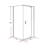 Shower Screen 1000x900x1900mm Framed Safety Glass Pivot Door By Della Francesca - Rear View
