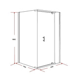 Shower Screen 1200x1000x1900mm Framed Safety Glass Pivot Door By Della Francesca - Rear View