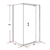 Shower Screen 1200x700x1900mm Framed Safety Glass Pivot Door By Della Francesca - Rear View