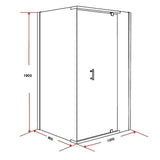 Shower Screen 1200x800x1900mm Framed Safety Glass Pivot Door By Della Francesca - Rear View