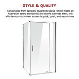 Shower Screen 1200x900x1900mm Framed Safety Glass Pivot Door By Della Francesca - Top-Down View