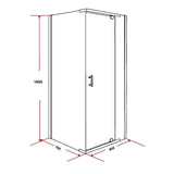 Shower Screen 900x700x1900mm Framed Safety Glass Pivot Door By Della Francesca - Low Angle