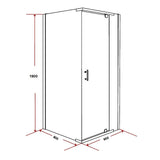 Shower Screen 900x800x1900mm Framed Safety Glass Pivot Door By Della Francesca - Low Angle