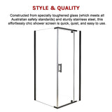 Shower Screen 1000x1000x1900mm Framed Safety Glass Pivot Door By Della Francesca - Close-Up Angle