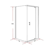 Shower Screen 1000x1000x1900mm Framed Safety Glass Pivot Door By Della Francesca - Low Angle