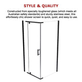 Shower Screen 1000x800x1900mm Framed Safety Glass Pivot Door By Della Francesca - Top-Down View