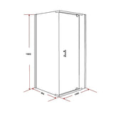 Shower Screen 1000x800x1900mm Framed Safety Glass Pivot Door By Della Francesca - Low Angle