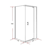Shower Screen 1000x900x1900mm Framed Safety Glass Pivot Door By Della Francesca - Low Angle