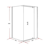Shower Screen 1200x1000x1900mm Framed Safety Glass Pivot Door By Della Francesca - Low Angle