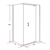 Shower Screen 1200x700x1900mm Framed Safety Glass Pivot Door By Della Francesca - Low Angle