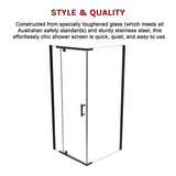 Shower Screen 1200x800x1900mm Framed Safety Glass Pivot Door By Della Francesca - Close-Up Angle