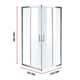 800 x 1000mm Sliding Door Nano Safety Glass Shower Screen By Della Francesca