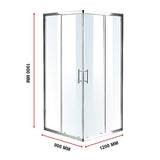 900 x 1200mm Sliding Door Nano Safety Glass Shower Screen By Della Francesca - Low Angle