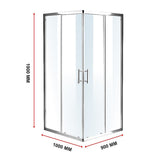 1000 x 900mm Sliding Door Nano Safety Glass Shower Screen By Della Francesca - Low Angle