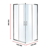 1000 x 1000mm Sliding Door Nano Safety Glass Shower Screen By Della Francesca - Close-Up Angle