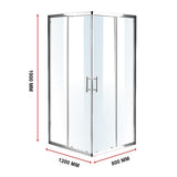 1200 x 800mm Sliding Door Nano Safety Glass Shower Screen By Della Francesca