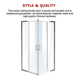 1200 x 1000mm Sliding Door Nano Safety Glass Shower Screen By Della Francesca - Close-Up Angle