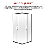 800 x 800mm Sliding Door Nano Safety Glass Shower Screen By Della Francesca - Close-Up Angle