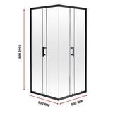 800 x 800mm Sliding Door Nano Safety Glass Shower Screen By Della Francesca