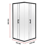 800 x 1000mm Sliding Door Nano Safety Glass Shower Screen By Della Francesca
