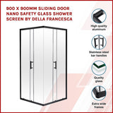 900 x 900mm Sliding Door Nano Safety Glass Shower Screen By Della Francesca - Side View