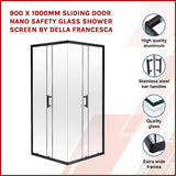 900 x 1000mm Sliding Door Nano Safety Glass Shower Screen By Della Francesca - Side View