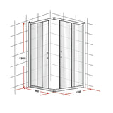 900 x 1200mm Sliding Door Nano Safety Glass Shower Screen By Della Francesca - Low Angle