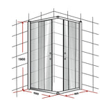 1000 x 900mm Sliding Door Nano Safety Glass Shower Screen By Della Francesca - Low Angle