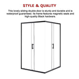1000 x 1000mm Sliding Door Nano Safety Glass Shower Screen By Della Francesca - Close-Up Angle