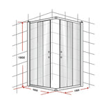 1000 x 1000mm Sliding Door Nano Safety Glass Shower Screen By Della Francesca - Low Angle