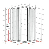 1200 x 800mm Sliding Door Nano Safety Glass Shower Screen By Della Francesca - Low Angle