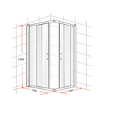 1200 x 900mm Sliding Door Nano Safety Glass Shower Screen By Della Francesca